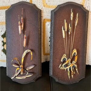 Vintage Homeco 3D Oiled Brass Wall Decor, Set of 2